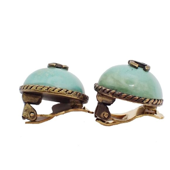 CHANEL CC Logo Color Stone Round Button Earrings Clip-On 00A Blue GHW 34KA602 - Picture 13 of 15